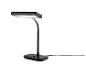 Schwarze LED-Schreibtischlampe mit flexiblem Hals und rechteckigem Leuchtkopf.