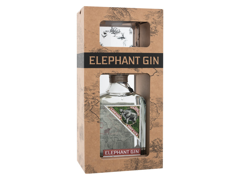 Geschenkbox GIN mit Gin Dry 45% London Glas Vol + ELEPHANT
