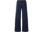 Dunkelblaue weite Jeans mit Gesäßtaschen und sichtbaren Nähten.