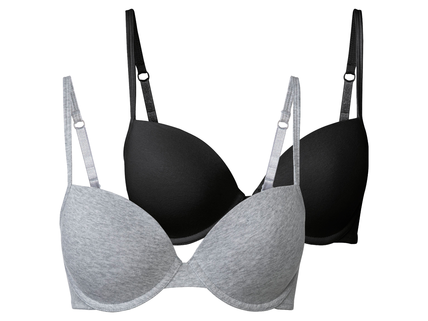 esmara® Damen Bügel BH gepaddet 2er (85b, schwarz/grau) | 04055333069046