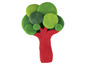 Ein Baum aus Knete mit grünen Blättern und einem roten Stamm.