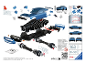 Bauanleitung für ein 3D-Puzzle eines blauen Sportwagens.