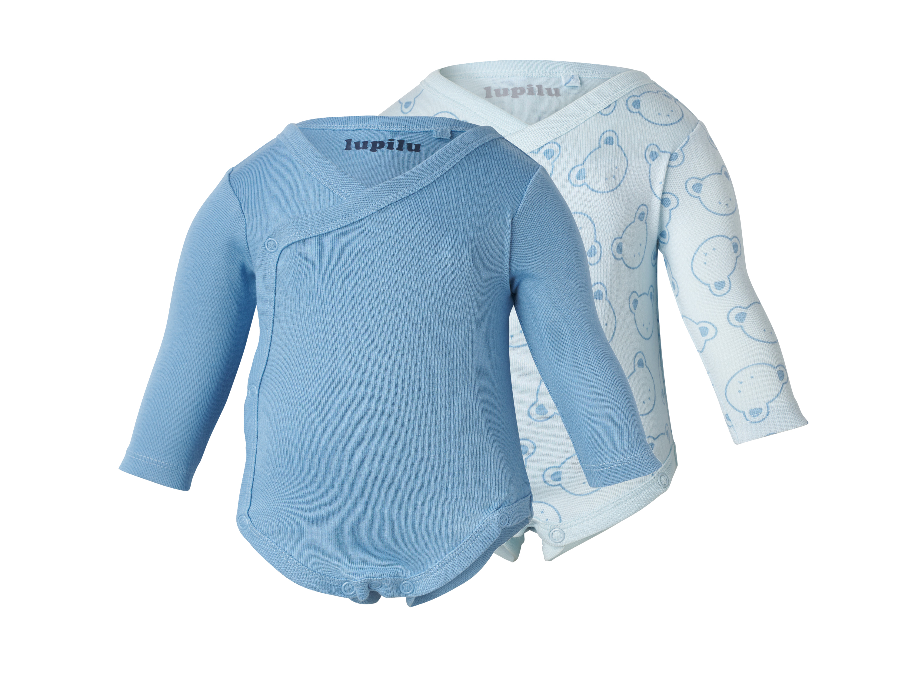 LUPILU® Baby Wickelbody, 2 Stück (Blau, 74/80)