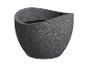 Dunkelgrauer Blumentopf, Steinoptik, modernes Design.