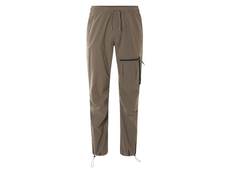 Beige Cargohose mit Kordelzug.