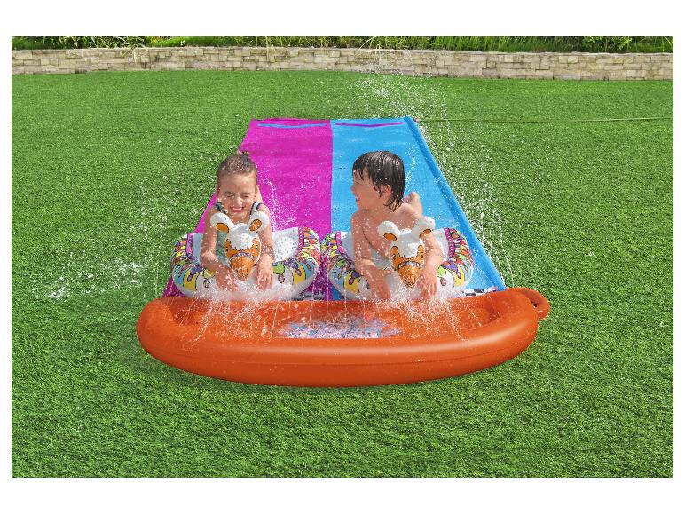 Doppel-Wasserrutsche mit aufblas baren Schwimmtieren 487 x 138cm