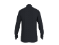 Schwarzes Langarmshirt mit Stehkragen, Rückansicht.