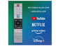 Fernbedienung mit Knöpfen für Netflix, YouTube und Prime Video.