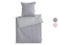 MICHALSKY Bettwäsche mit grauem geometrischem Muster und einfarbiger grauer Seite.