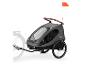 Hauck Fahrradanhänger und Kinderwagen in Grau mit orangefarbener Sicherheitsflagge.