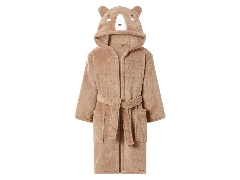 Weicher Kinderbademantel mit Bärenkapuze, beige