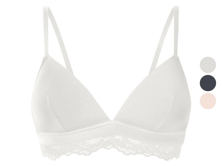Weißer Spitzen-Bralette mit Farbpalette daneben.
