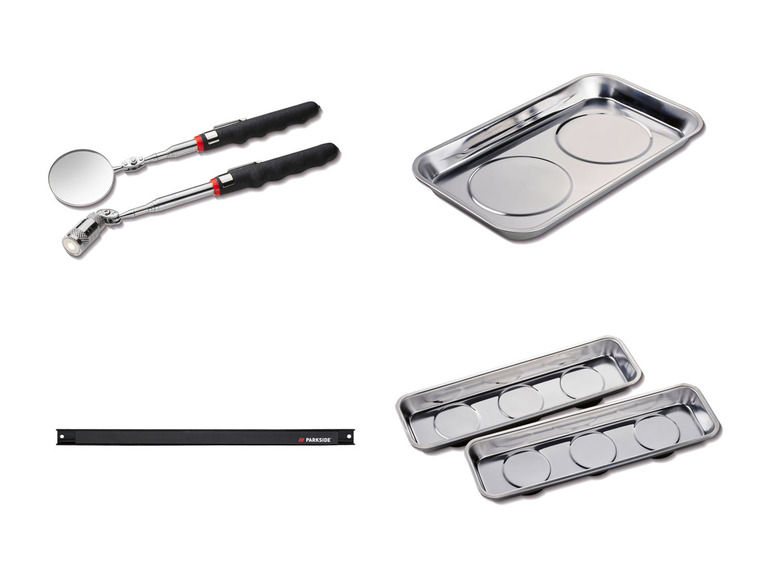 Magnetische Schalen und ein Teleskopspiegel mit LED-Licht.