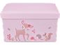 Rosa Aufbewahrungsbox für Kinder mit Hirsch, Igel und Eichhörnchen.