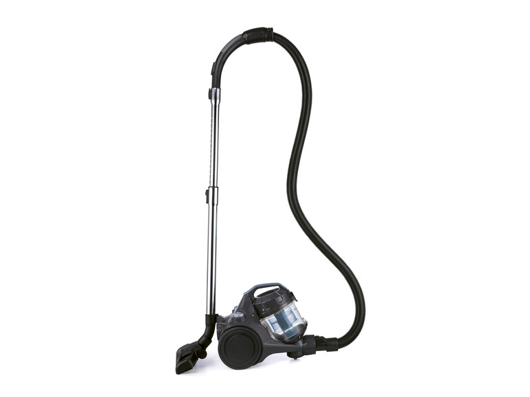 Ein schwarzer Staubsauger mit Schlauch und Teleskoprohr.