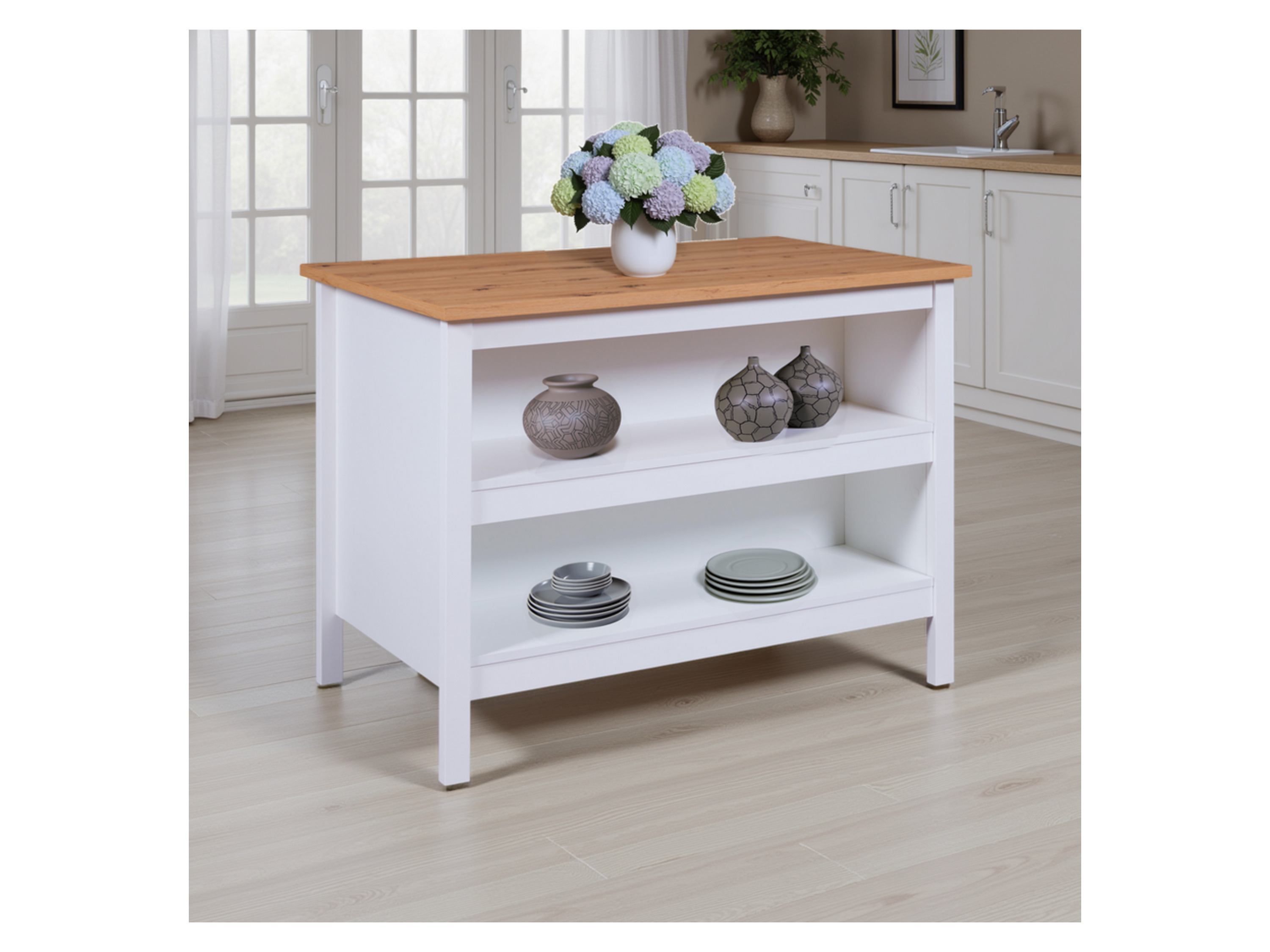 Thumbnail - Inter Link Kücheninsel (Julina, Weiß/Eiche Artis.)