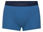Blaue Boxershorts mit dunkelblauem Bund.