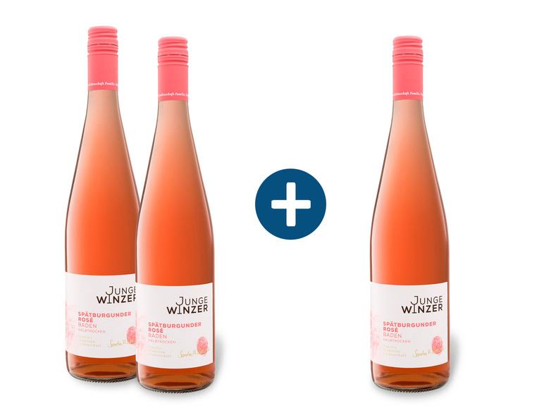 2+1 Paket Junge Winzer Spätburgunder Rosé QbA halbtrocken, Roséwein