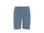 Blaue Shorts mit Kordelzug und Knopf am Bund.
