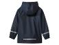 Dunkelblaue Kinder-Regenjacke mit reflektierenden Streifen.
