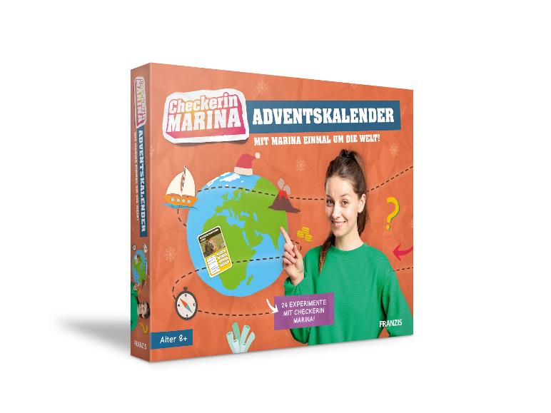 Checkerin Marina Adventskalenderbox mit Weltreisemotiv, für Alter 8+