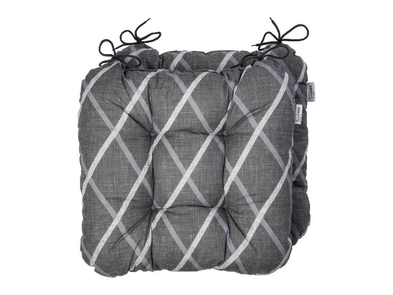 Graues kariertes Stuhlkissen mit Bändern, Marke LIVARNO