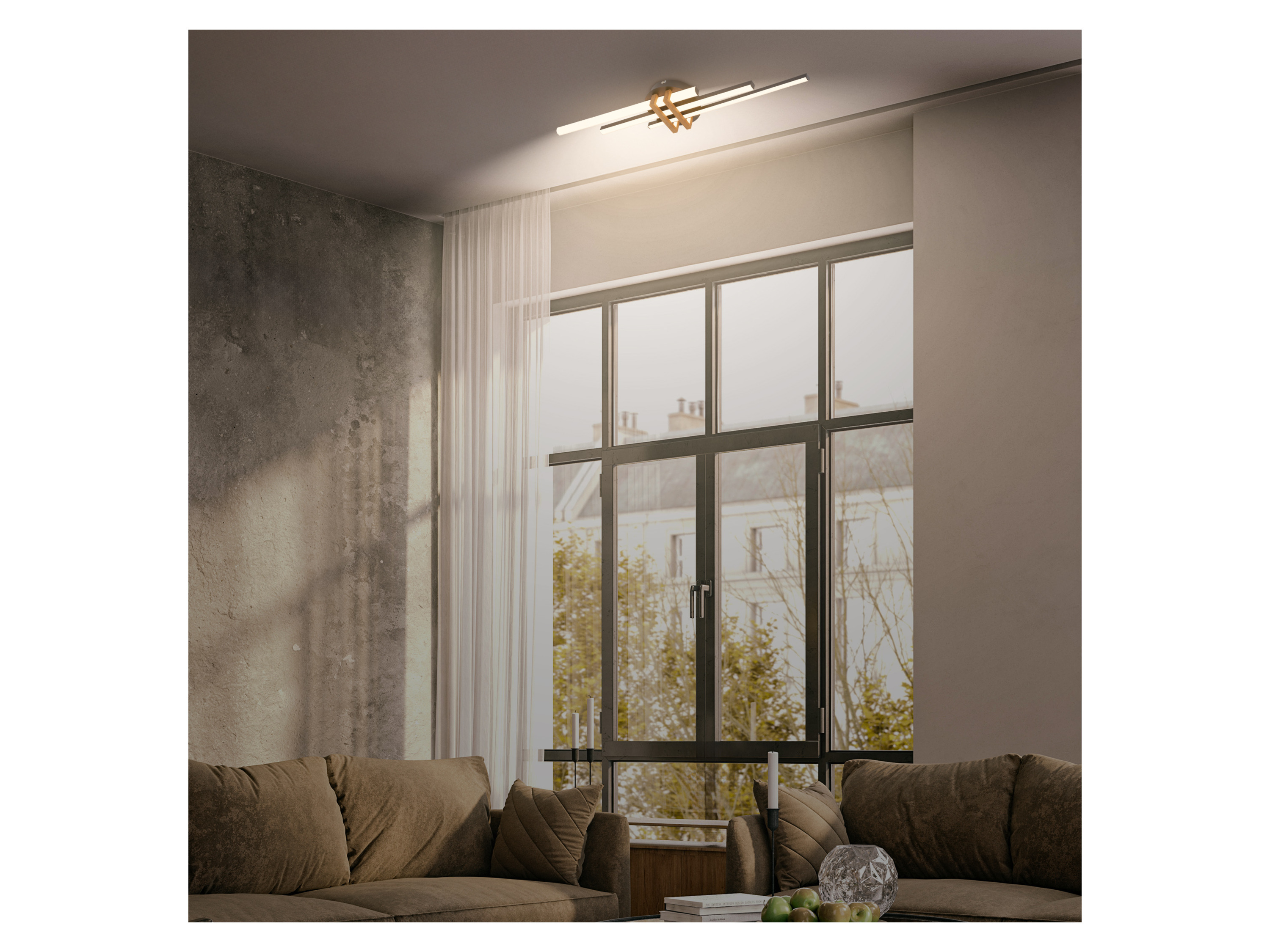 Thumbnail - Briloner LED Deckenleuchte mit Eckprofil (3er Stab, Holz, schwarz)