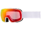 Skibrille mit regenbogenfarbener Scheibe und weißem Band, Text 'S1-S3 SPEQ GmbH'