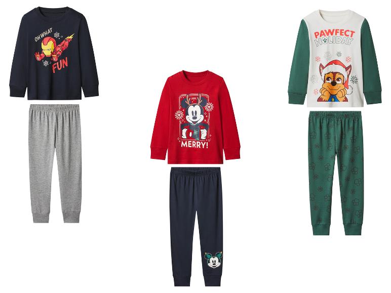 Drei Kinderpyjama-Sets mit Iron Man, Mickey Mouse und Paw Patrol.