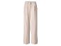 Hellbeige plissierte Hose mit geradem Beinschnitt.