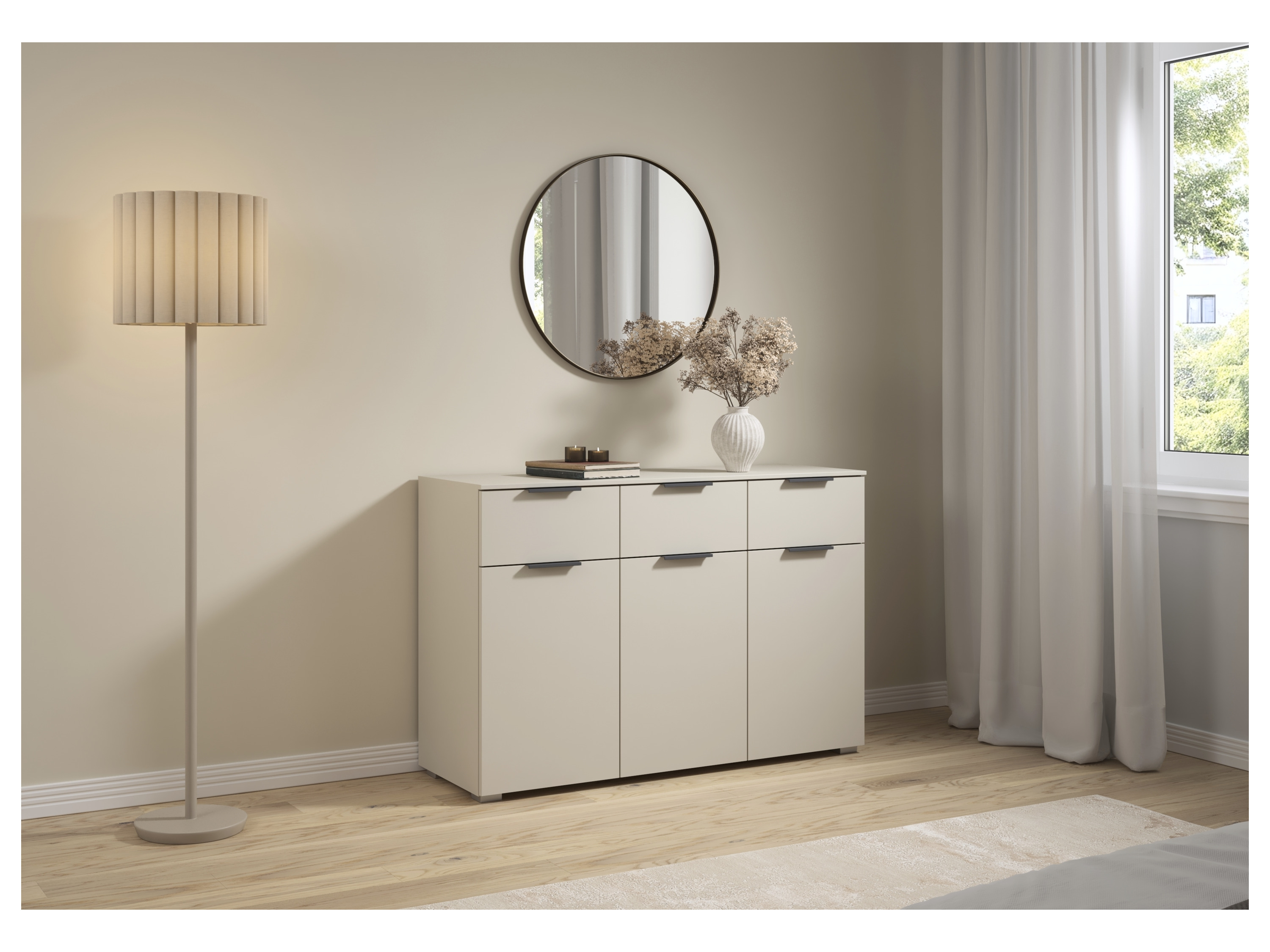 RAUCH ORANGE Alabama Kommode (3-türig, 3 Schubladen, Beige (Champagner), 120 x 81 cm) – Bild 2 von 4