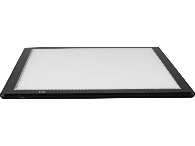 LED-Leuchttisch mit Linealmarkierungen und Power-Button
