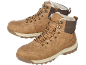 Paar braune, gefütterte Winterstiefel mit Schnürsenkeln und robusten Sohlen.