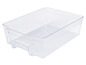 Eine transparente Plastik-Schublade für den Kühlschrank.