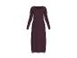 Langärmliges dunkelviolettes Maxikleid mit Rundhalsausschnitt.