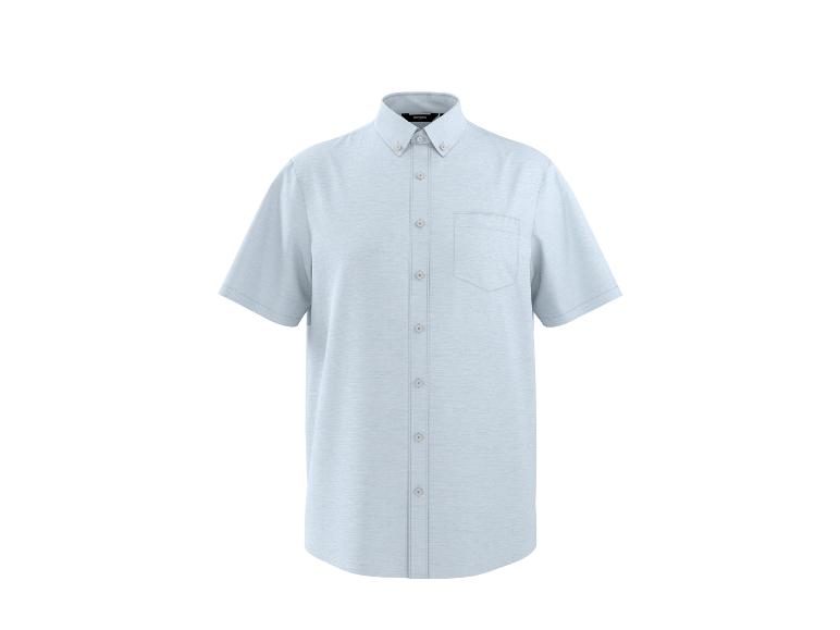 Hellblaues kurzärmeliges Herrenhemd mit Knöpfen.