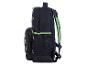 Schwarzer Schulrucksack mit grünen Details und Videospielcharakter-Print