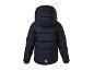 Kinder-Steppjacke in Marineblau mit Kapuze, Rückansicht.