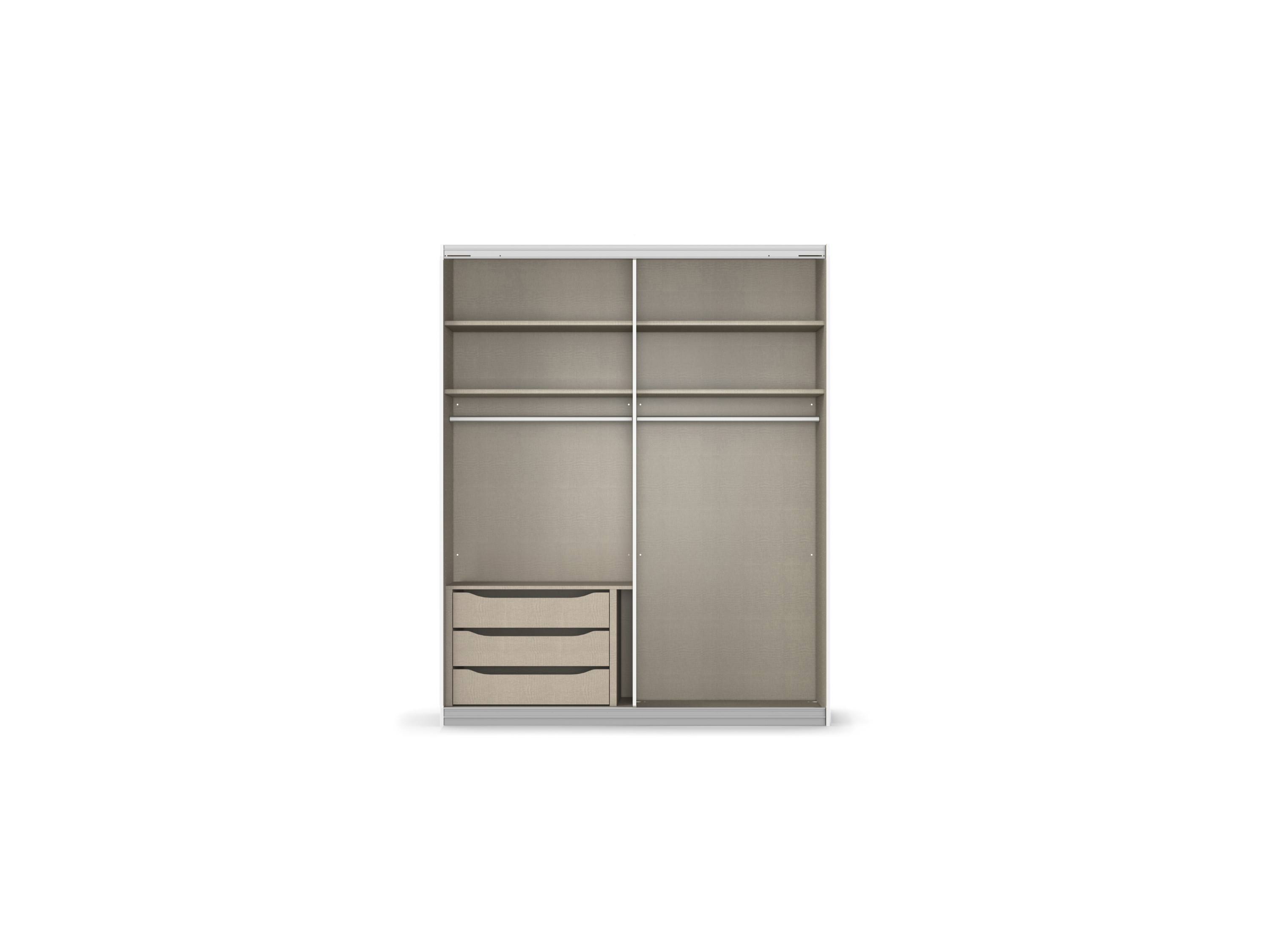 RAUCH ORANGE Quadra Schwebetürenschrank mit Spiegelelementen (Premium-Zubehör, Korpus: Eiche, 181 x 230 cm) – Bild 4 von 4