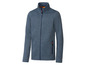 Ein blauer Fleece-Pullover mit Reißverschluss.