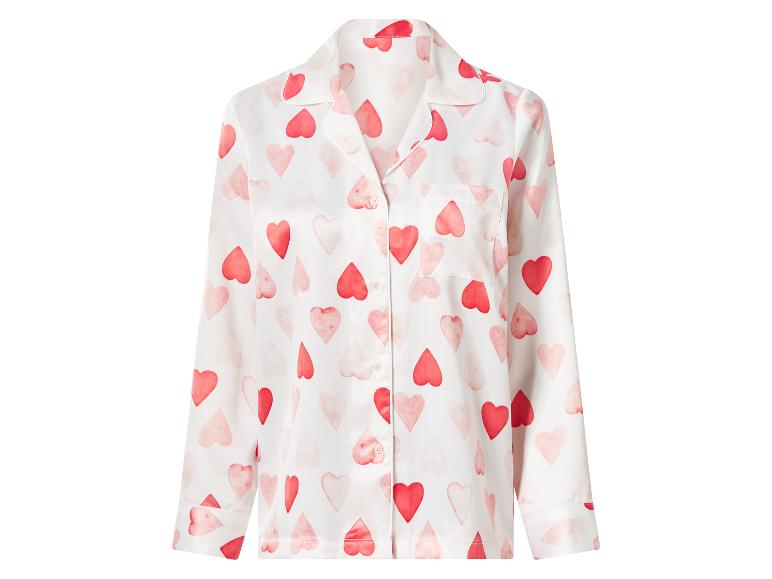 Weißes Pyjama-Oberteil mit rotem Herzmuster
