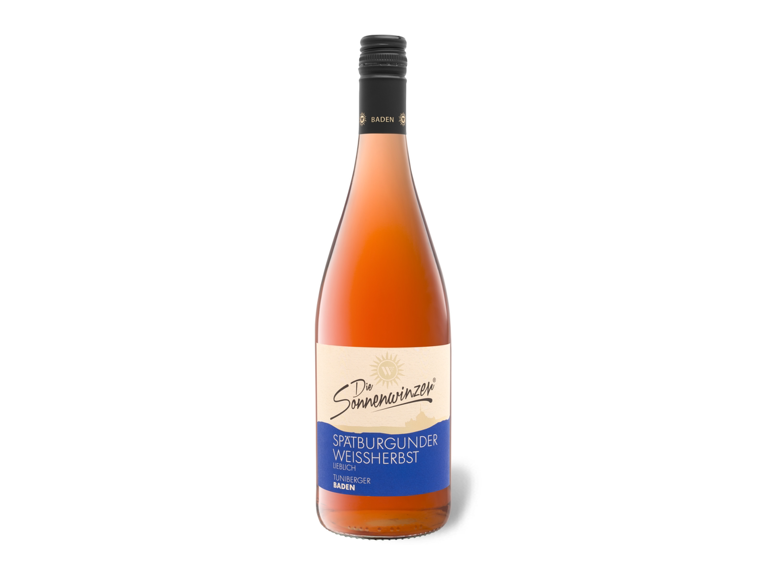 Lidl Wein-Angebot - Tuniberger Spätburgunder Weißherbst QbA lieblich, Literflasche, Roséwein