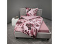 Rosa Bettwäsche mit Blumenmuster, inklusive Bettbezug und Kissenbezug.