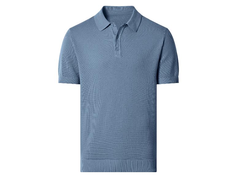 Hellblaues Kurzarm-Strickpoloshirt für Herren.