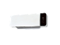 Weißer Wand-Elektroradiator mit Digitalanzeige auf schwarzem Hintergrund.