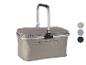 Faltbarer grauer Picknickkorb mit Aluminiumgriff und Reißverschlüssen, mit Farboptionen.