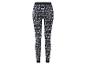 Dunkelblaue Leggings mit Weihnachtsmuster, Rentieren und Weihnachtsbäumen.