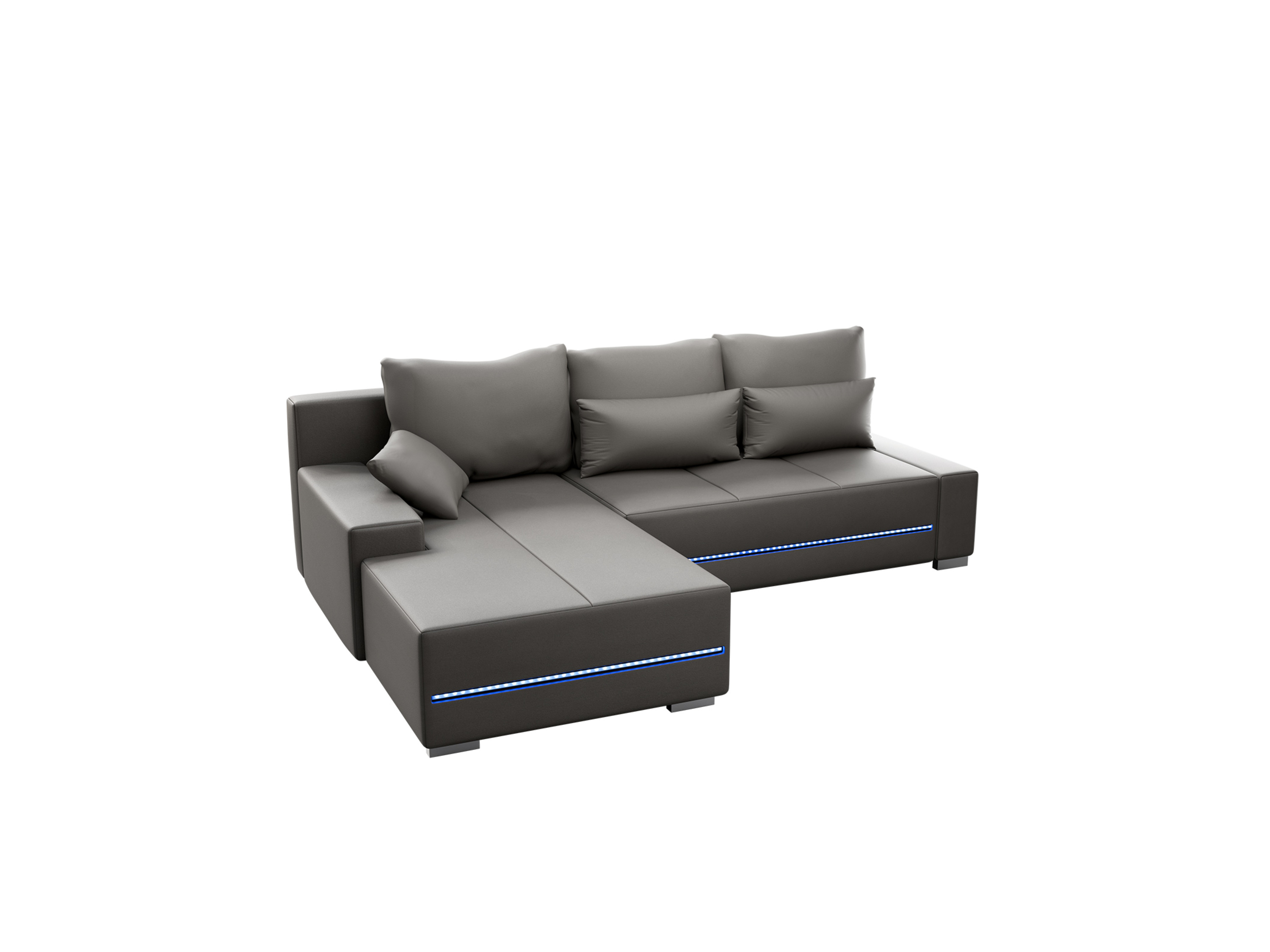 Juskys Davos Sofa LED mit Ottomane  Schlaffunktion (Links, Hellgrau)““ | 04262437182285