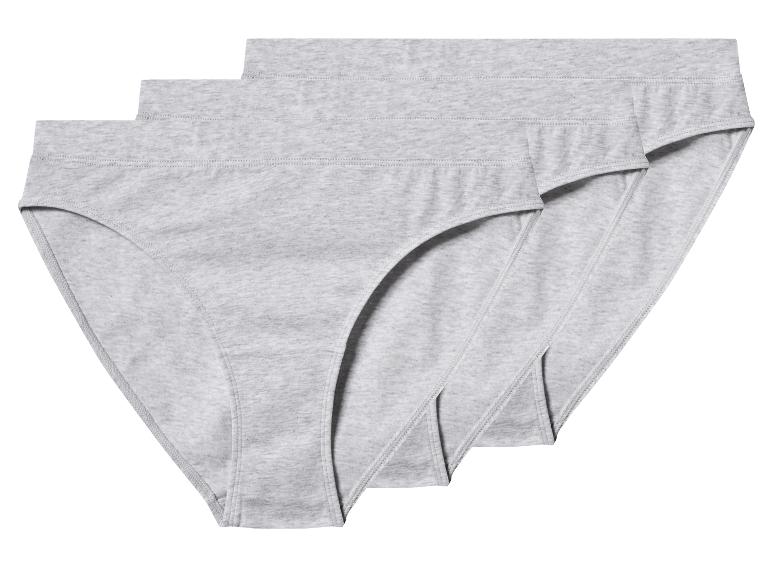 Dreierpack graue Baumwollslips für Damen.