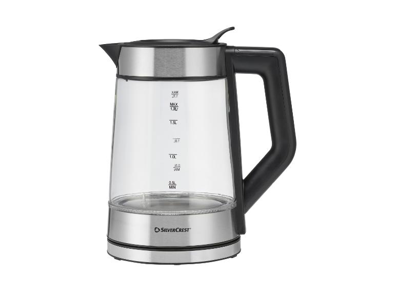 SilverCrest Wasserkocher aus Glas und Edelstahl mit schwarzem Griff